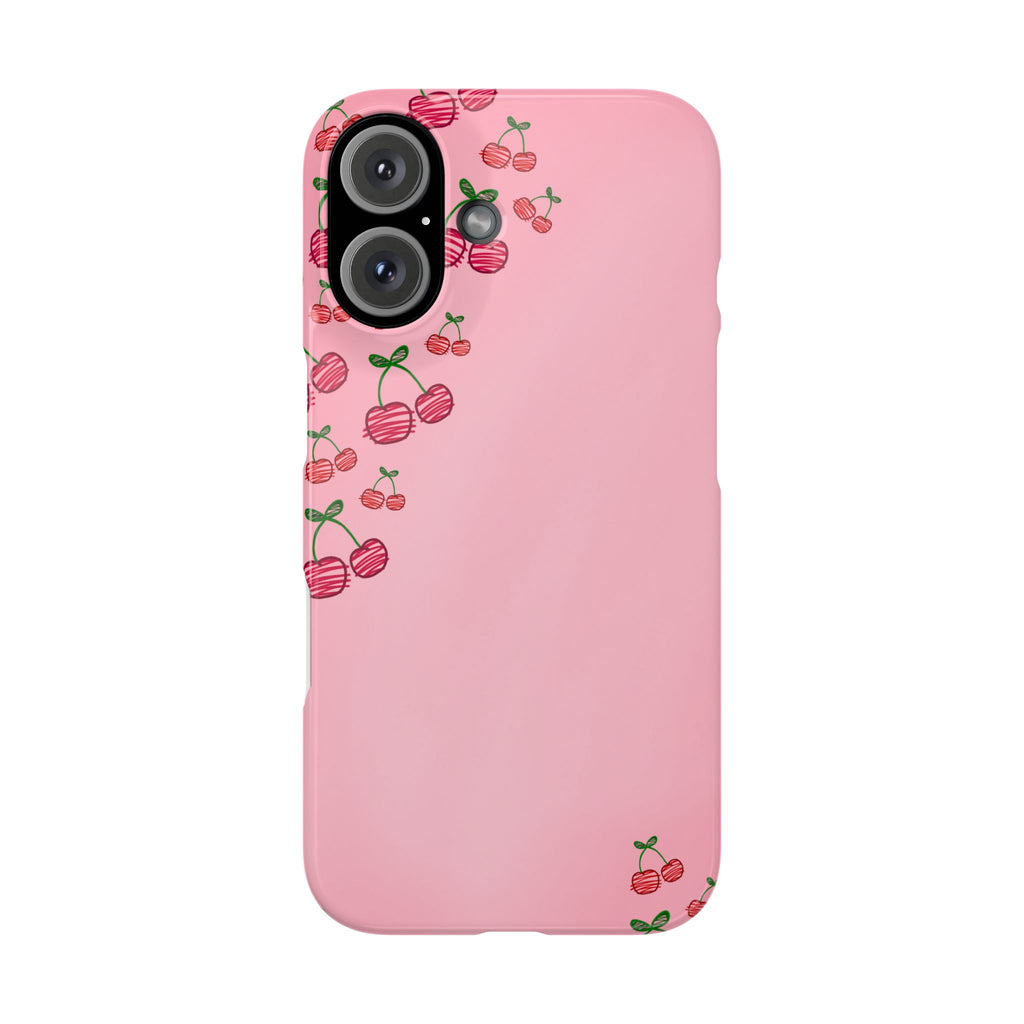 Cute Cherry Slim Phone Case - Floral Pink Design