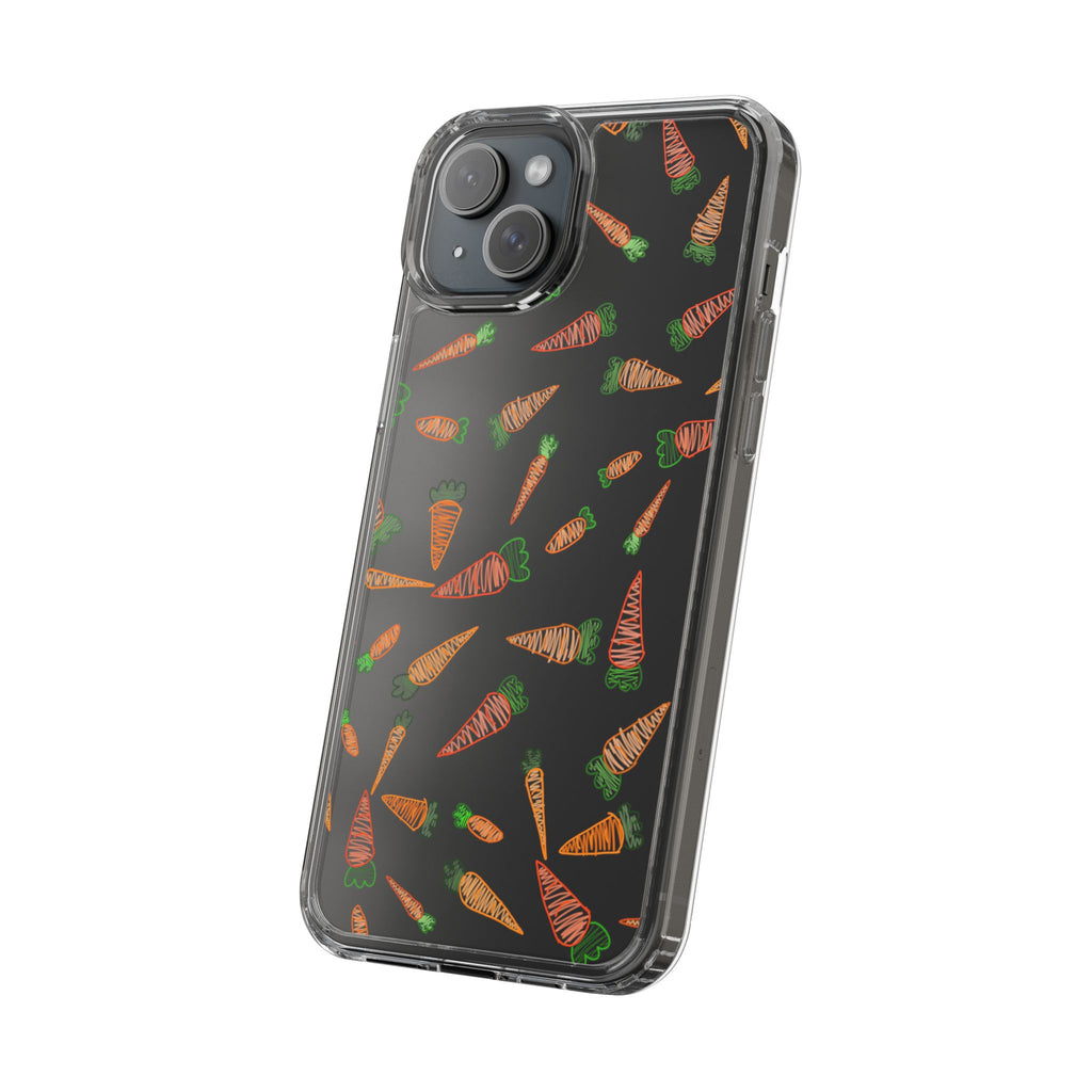 Carrot Pattern Clear Phone Case, Cute Phone Cover, Spring Accessory, Gift for Gardeners, Farmhouse Decor, Eco-Friendly