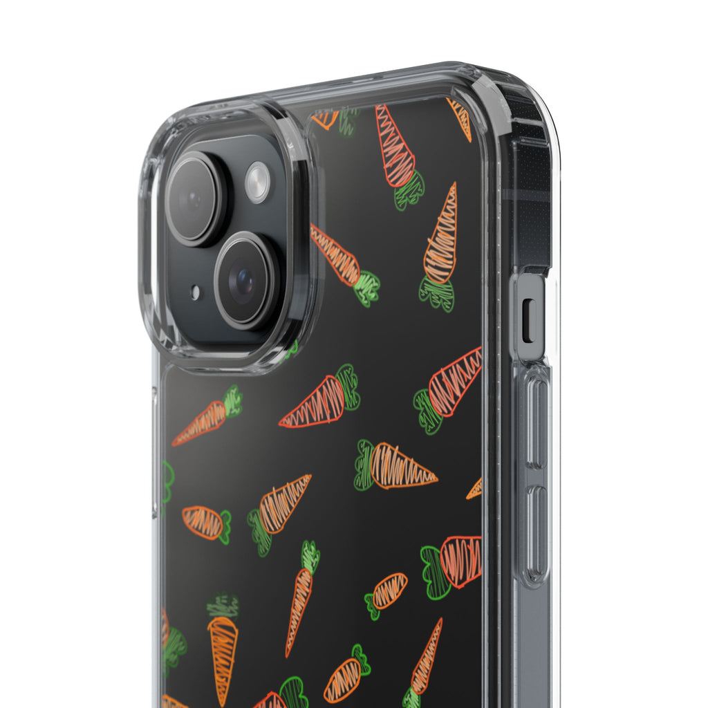 Carrot Pattern Clear Phone Case, Cute Phone Cover, Spring Accessory, Gift for Gardeners, Farmhouse Decor, Eco-Friendly