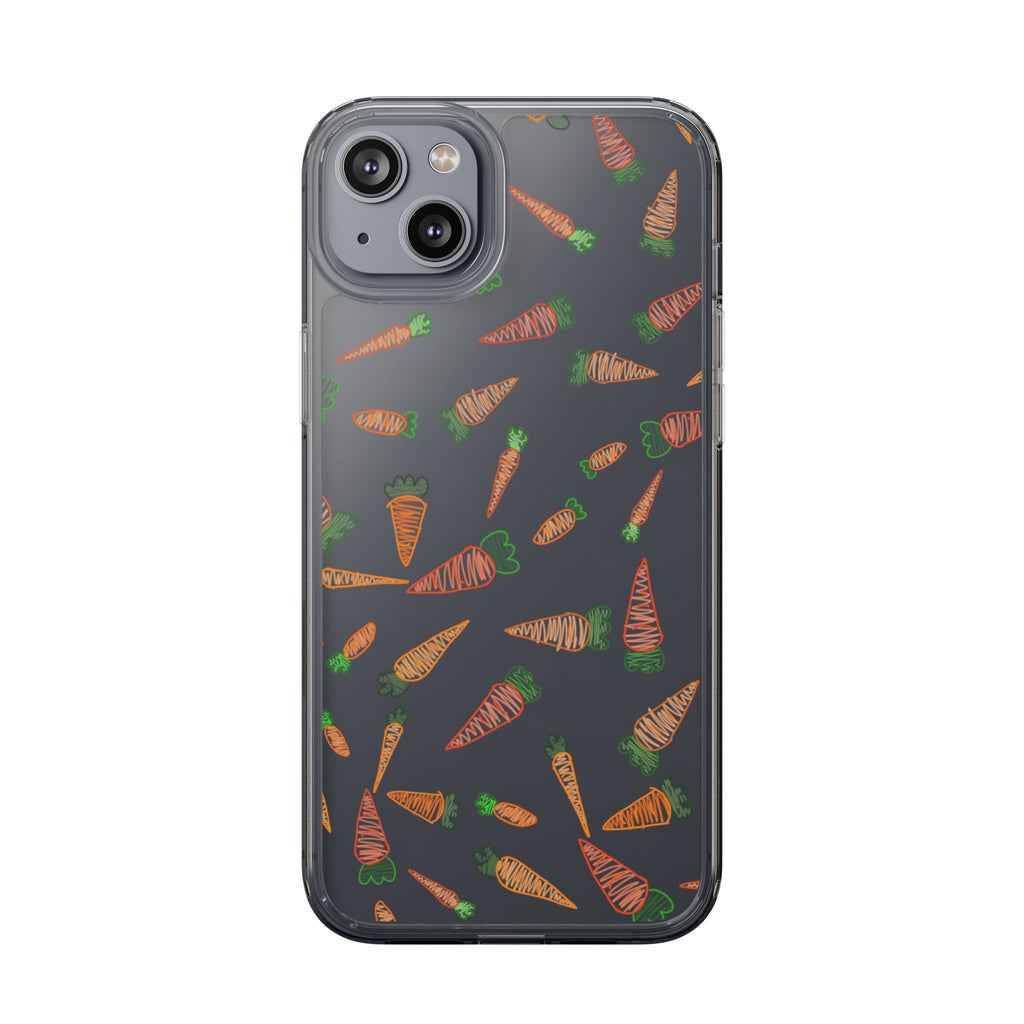 Carrot Pattern Clear Phone Case, Cute Phone Cover, Spring Accessory, Gift for Gardeners, Farmhouse Decor, Eco-Friendly