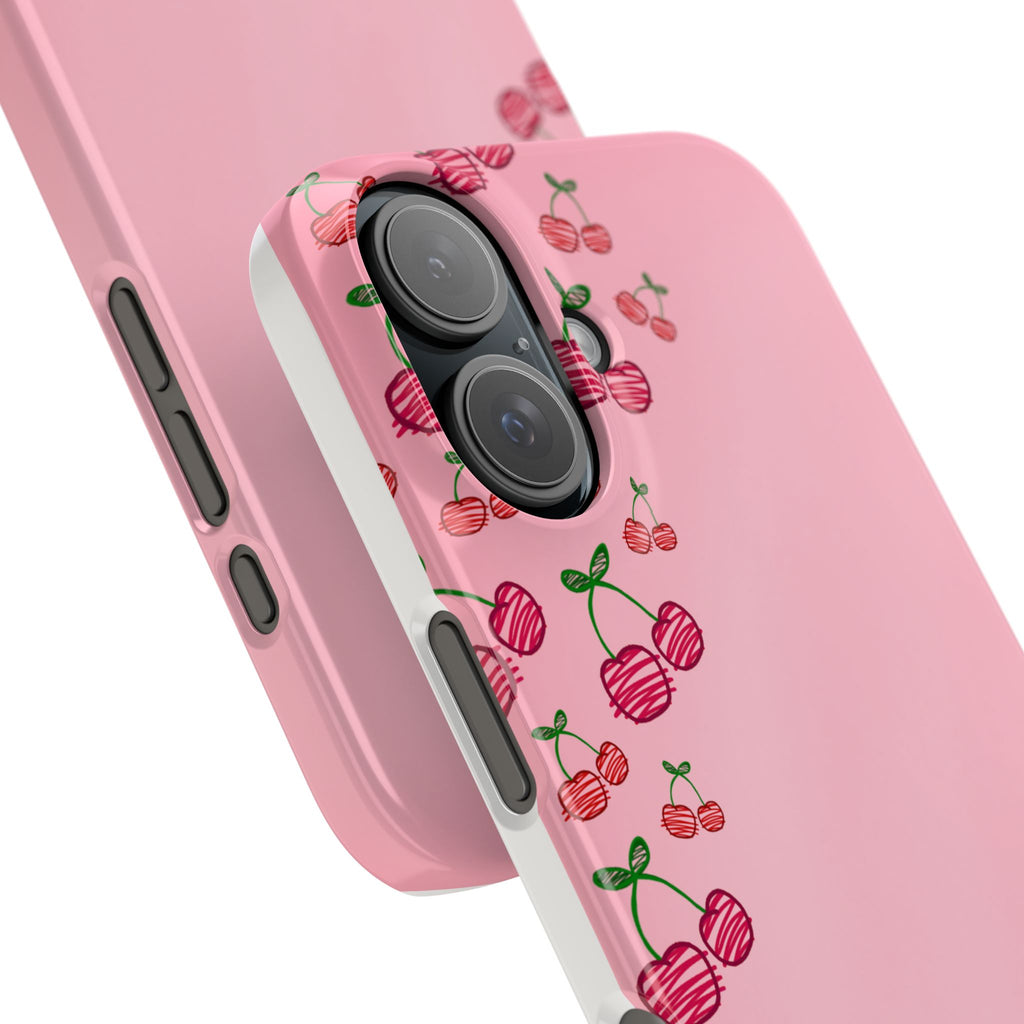 Cute Cherry Slim Phone Case - Floral Pink Design