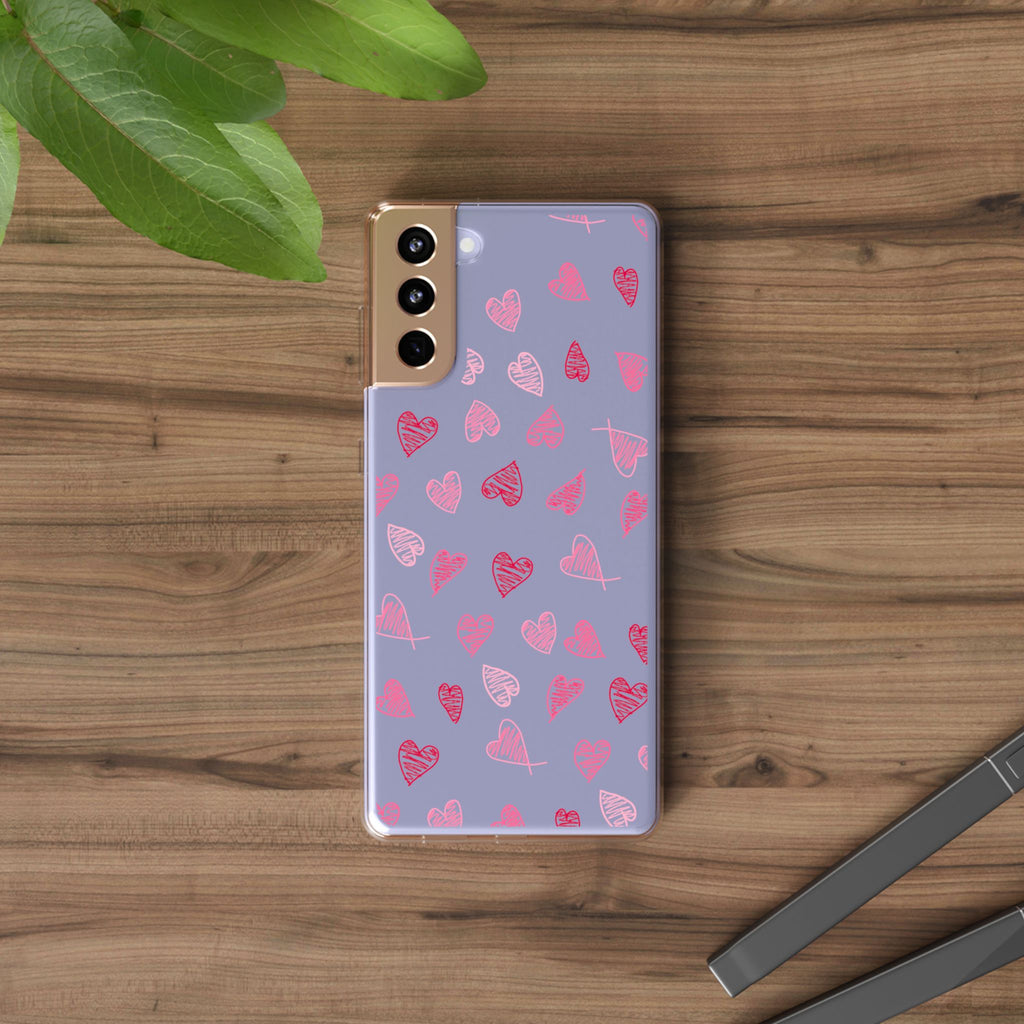 Heartfelt Clear Case for iPhone and Samsung, Cute Heart Design Phone Cover, Valentine's Gift