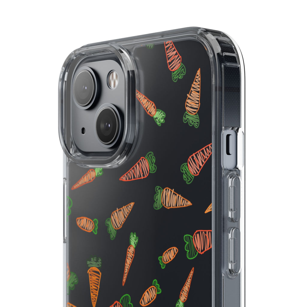 Carrot Pattern Clear Phone Case, Cute Phone Cover, Spring Accessory, Gift for Gardeners, Farmhouse Decor, Eco-Friendly